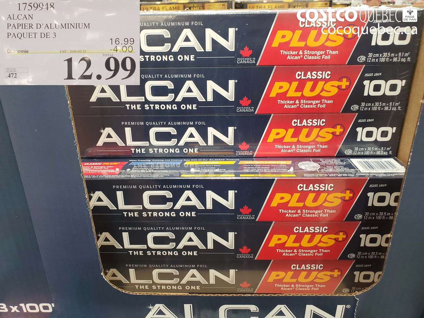 1759948 ALCAN PAPIER D'ALUMINIUM PAQUET DE 3 ($4.00 INSTANT SAVINGS EXPIRES ON 2025-02-15) $12.99