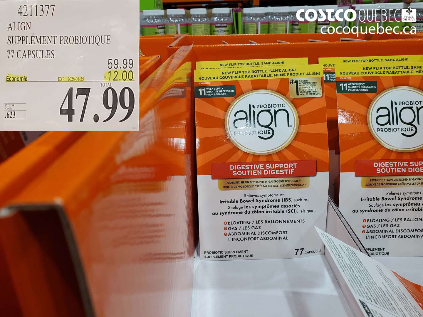 4211377 ALIGN SUPPLÉMENT PROBIOTIQUE 77 CAPSULES ($12.00 INSTANT SAVINGS EXPIRES ON 2026-01-25) $47.99