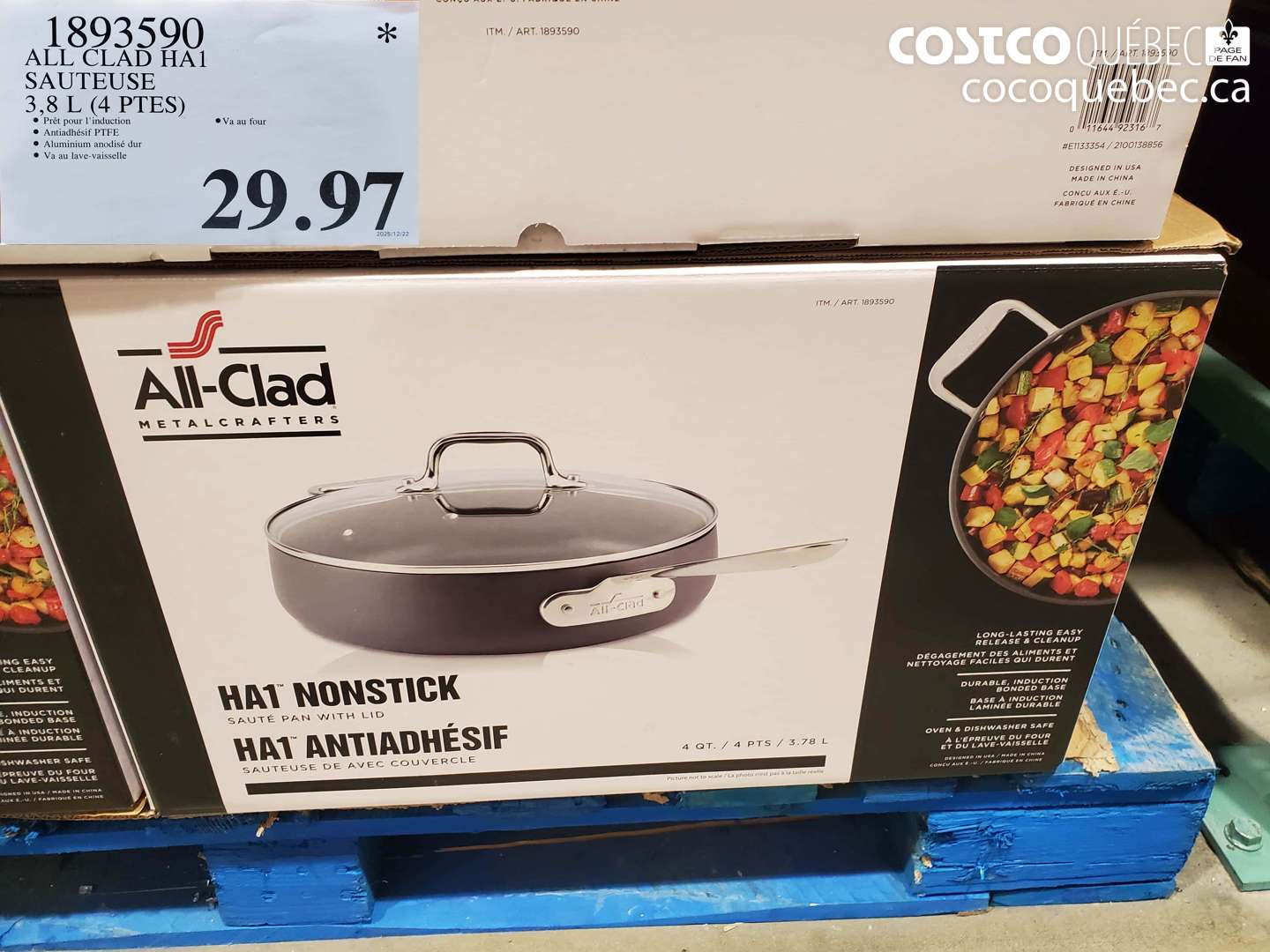 1893590 ALL CLAD HA1 SAUTEUSE 3,8 L (4 PTES) $29.97