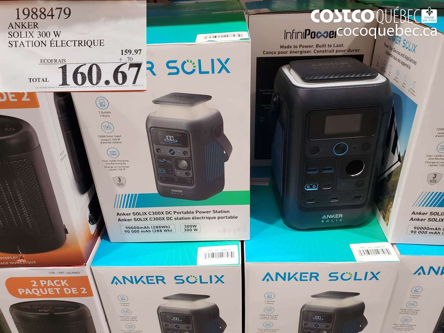 1988479 ANKER SOLIX 300 W STATION ÉLECTRIQUE $160.67