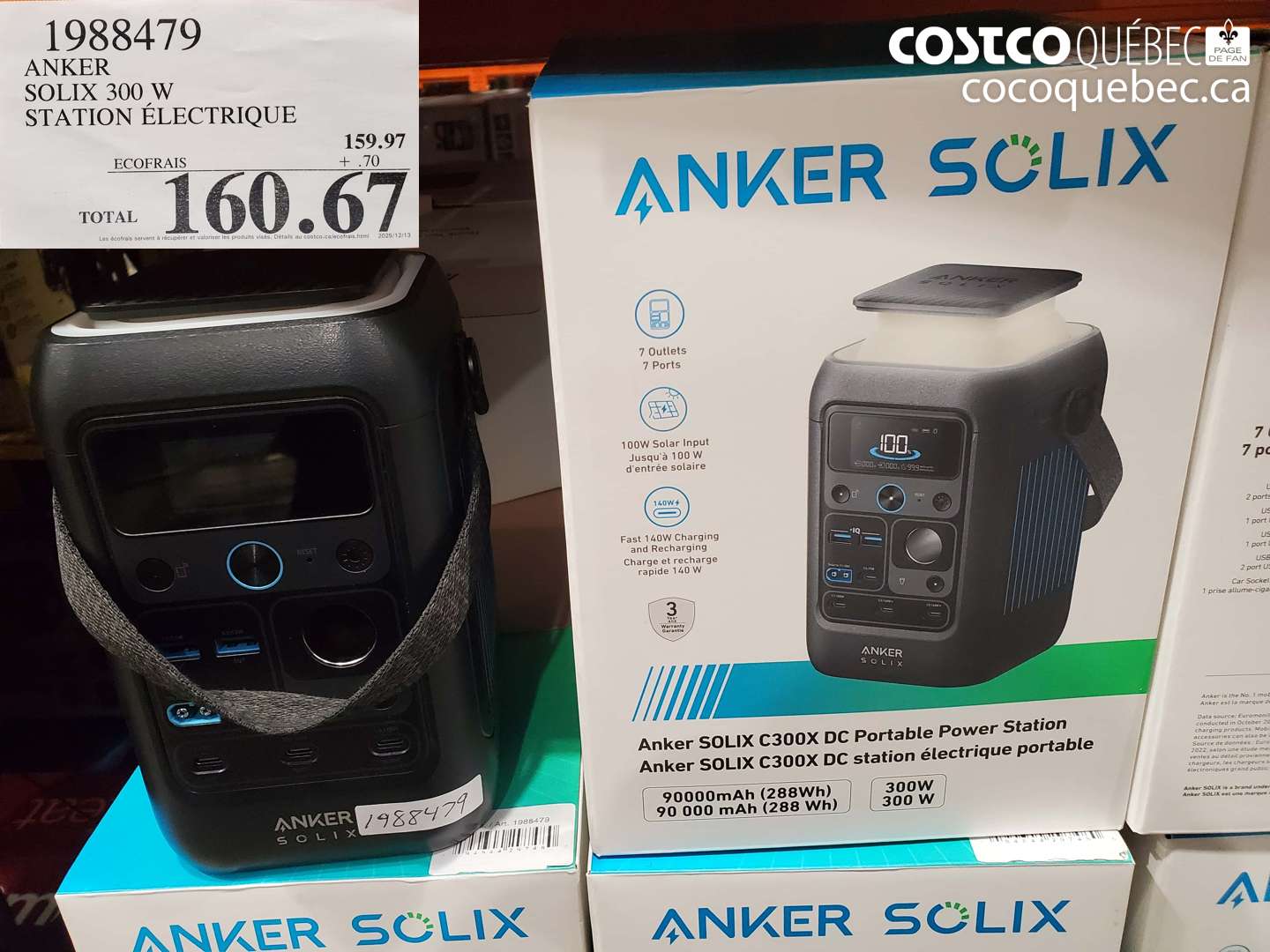 1988479 ANKER SOLIX 300 W STATION ÉLECTRIQUE $160.67