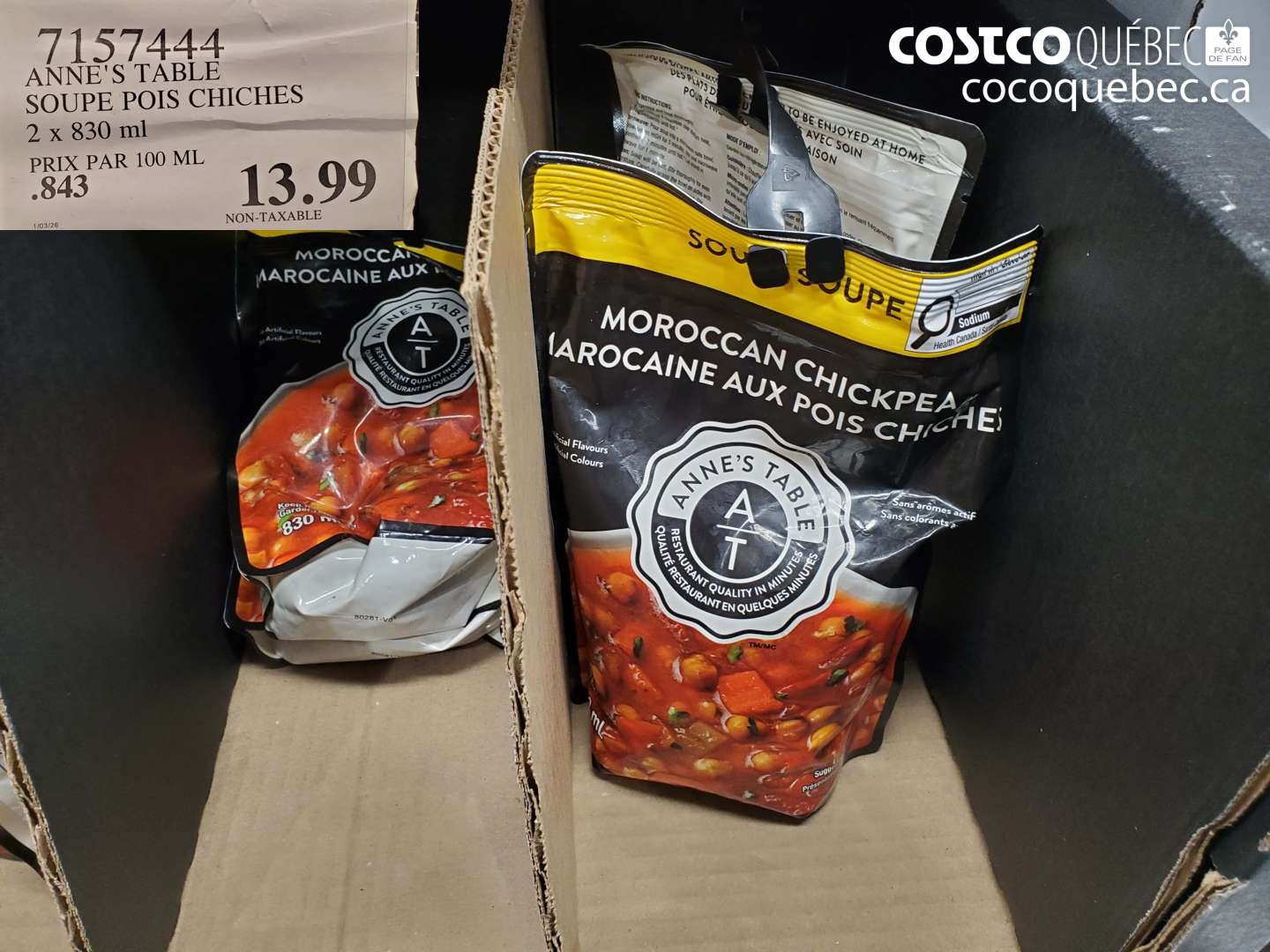 7157444 ANNE'S TABLE SOUPE POIS CHICHES $13.99