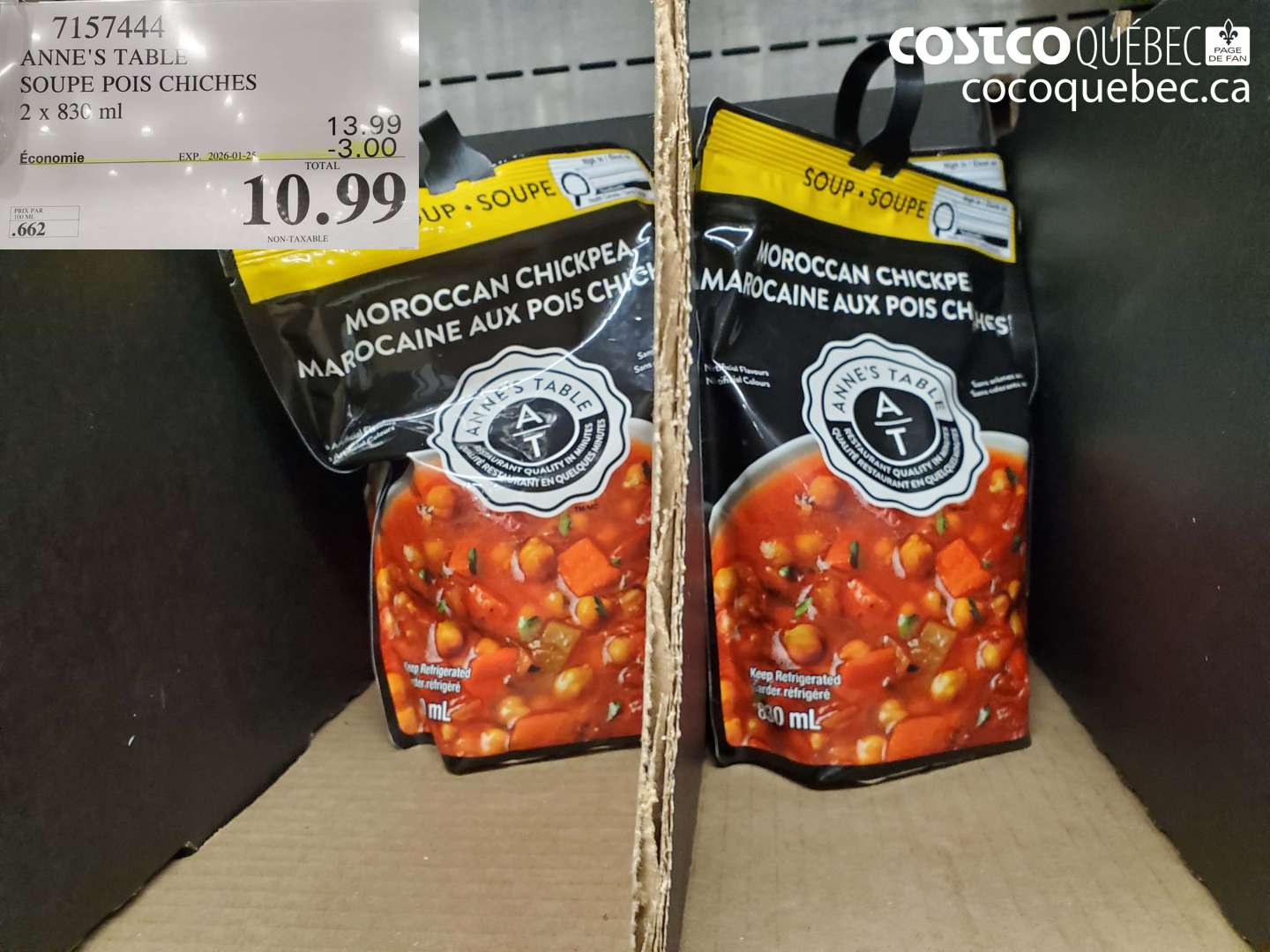 7157444 ANNE'S TABLE SOUPE POIS CHICHES ($3.00 INSTANT SAVINGS EXPIRES ON 2026-01-25) $13.99