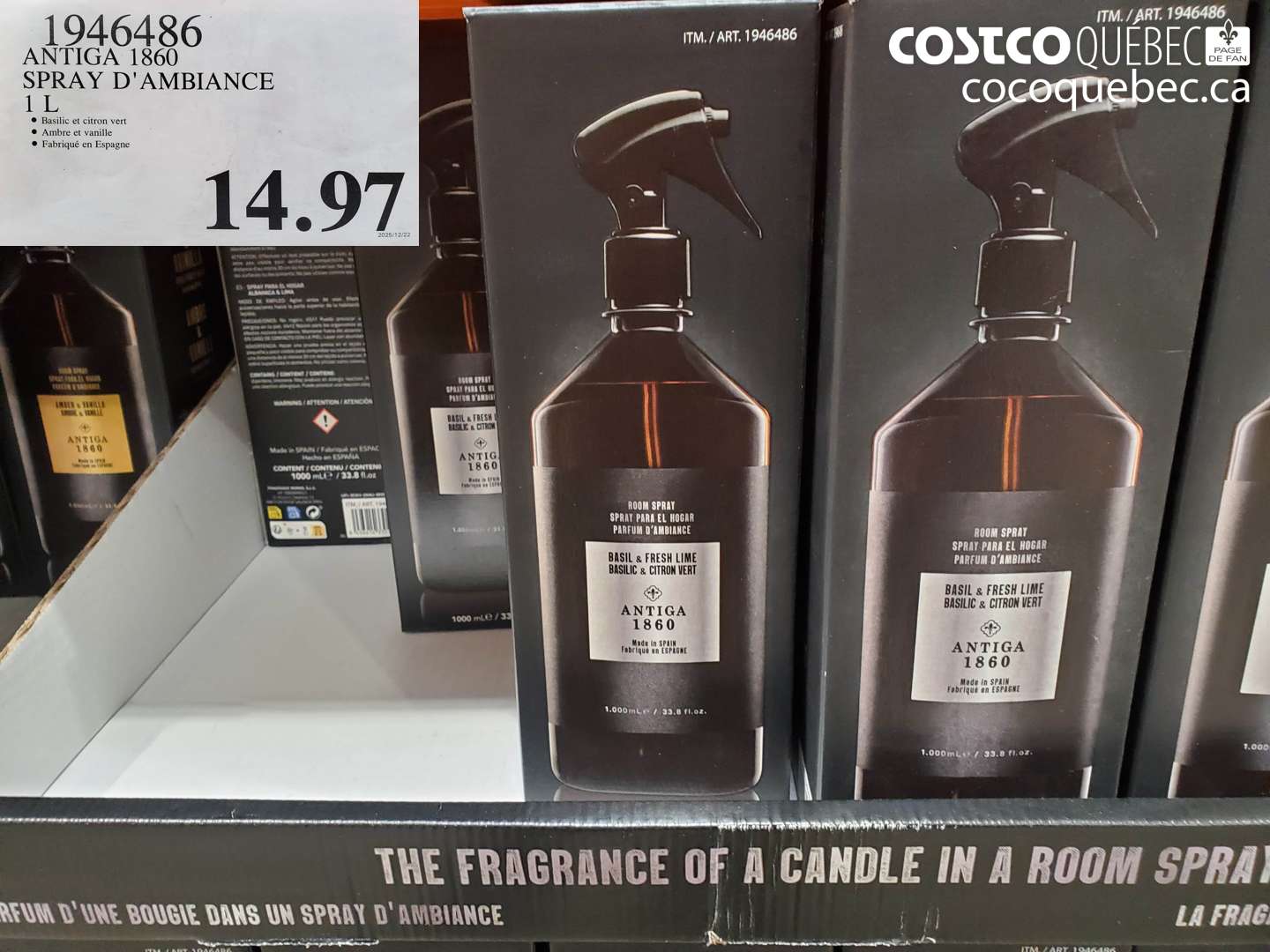 1946486 ANTIGA 1860 SPRAY D'AMBiance 1 L $14.97