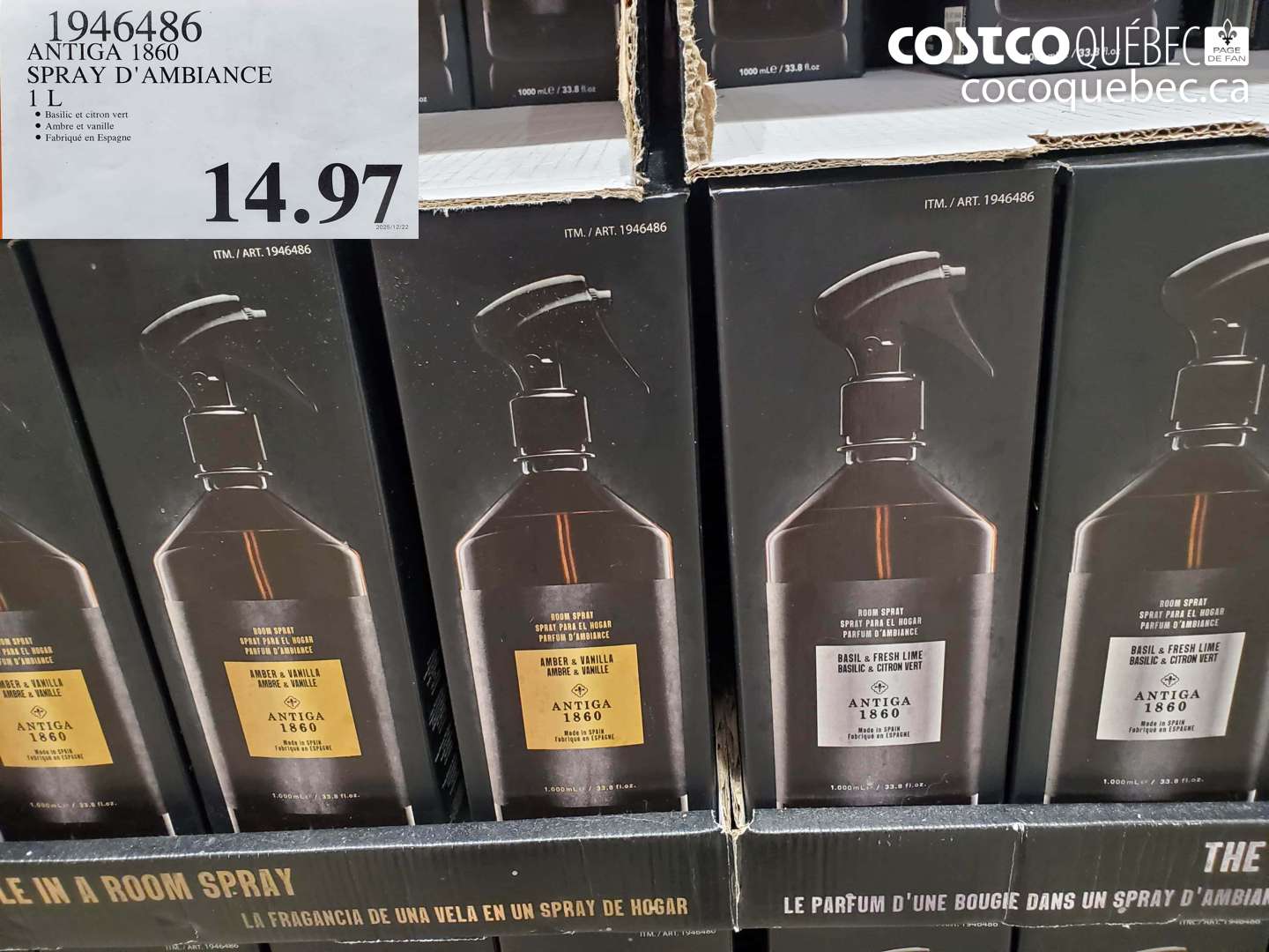 1946486 ANTIGA 1860 SPRAY D'AMBiance 1 L $14.97