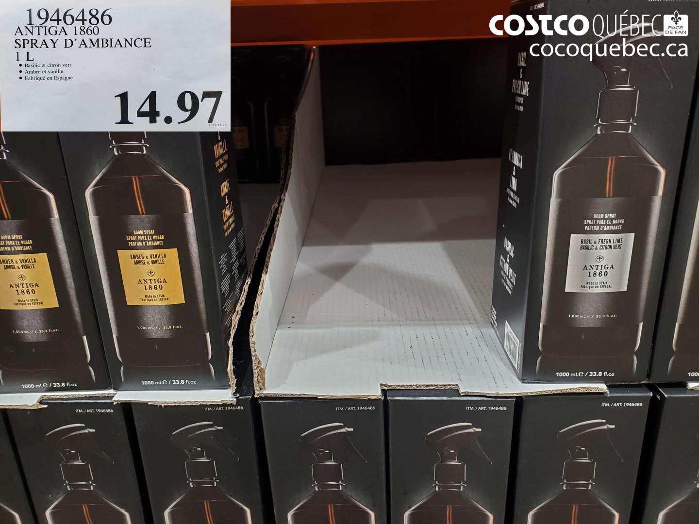 1946486 ANTIGA 1860 SPRAY D'AMBiance 1 L $14.97