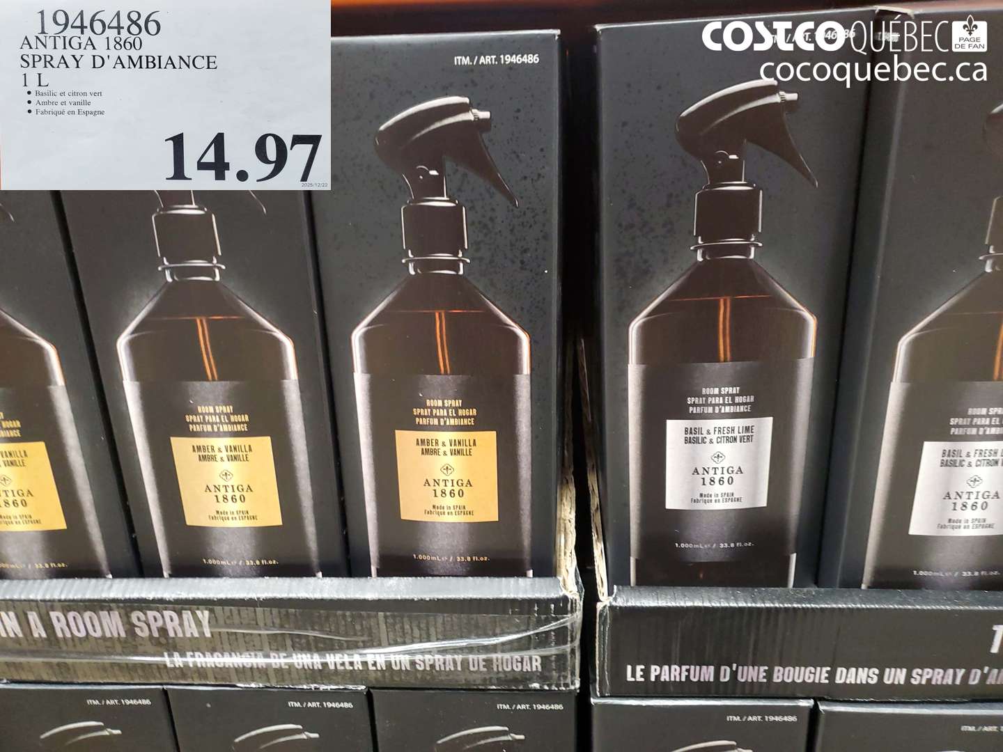 1946486 ANTIGA 1860 SPRAY D'AMBiance 1 L $14.97