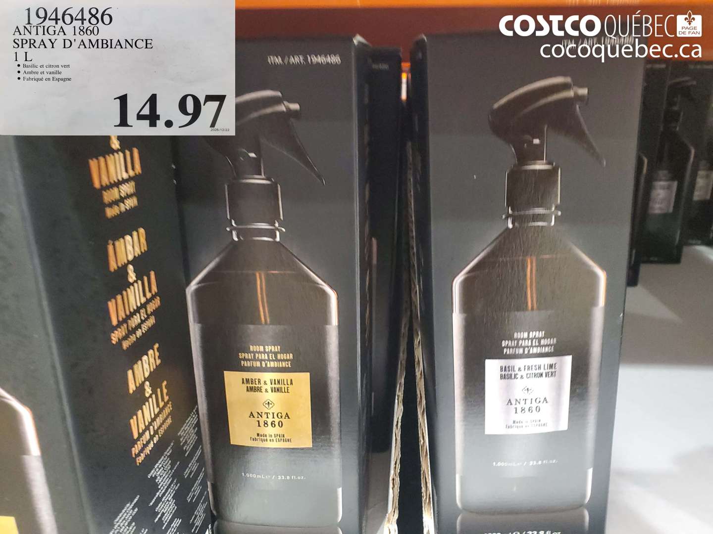 1946486 ANTIGA 1860 SPRAY D'AMBiance 1 L $14.97