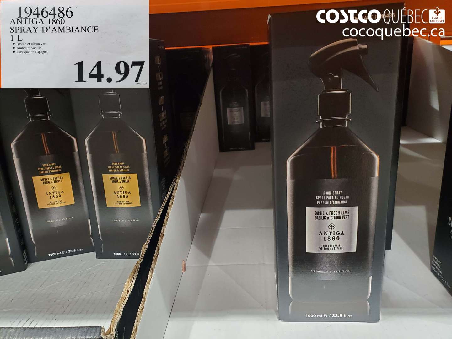 1946486 ANTIGA 1860 SPRAY D'AMBiance 1 L $14.97