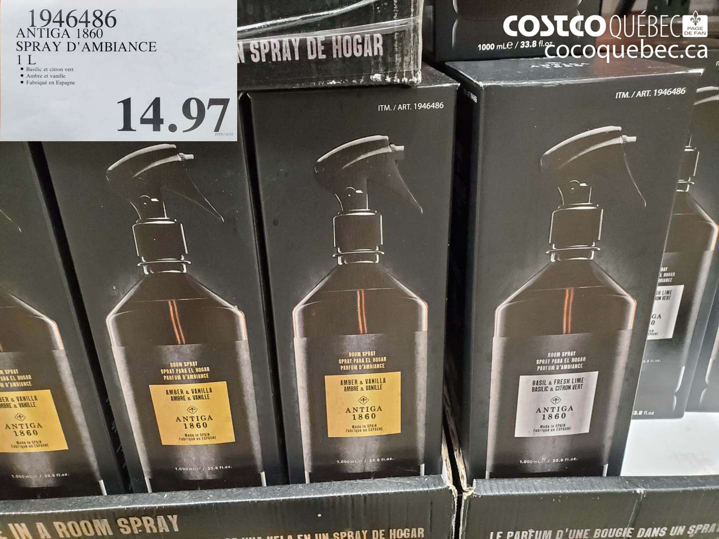 1946486 ANTIGA 1860 SPRAY D'AMBiance 1 L $14.97