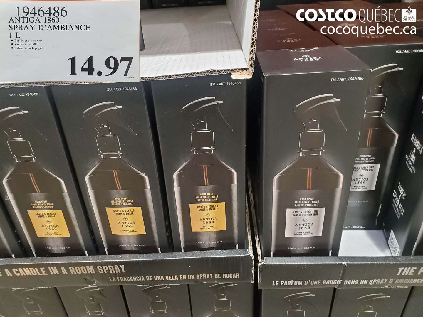 1946486 ANTIGA 1860 SPRAY D'AMBiance 1 L $14.97