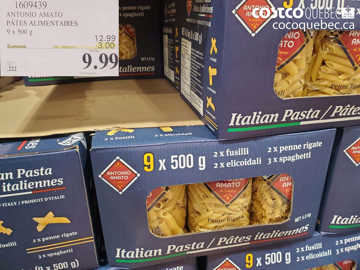 1609439 ANTONIO AMATO PATES ALIMENTAIRES 9 x 500 g ($3.00 INSTANT SAVINGS EXPIRES ON 2026-02-15) $9.99