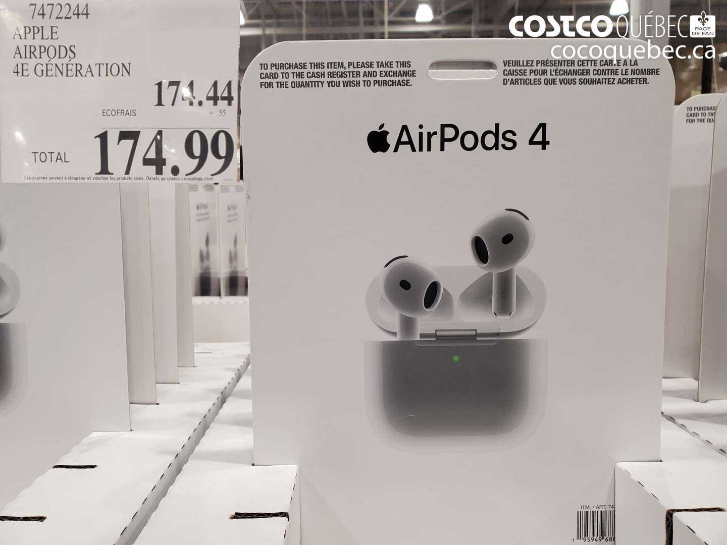 7472244 APPLE AIRPODS 4E GÉNÉRATION $174.99
