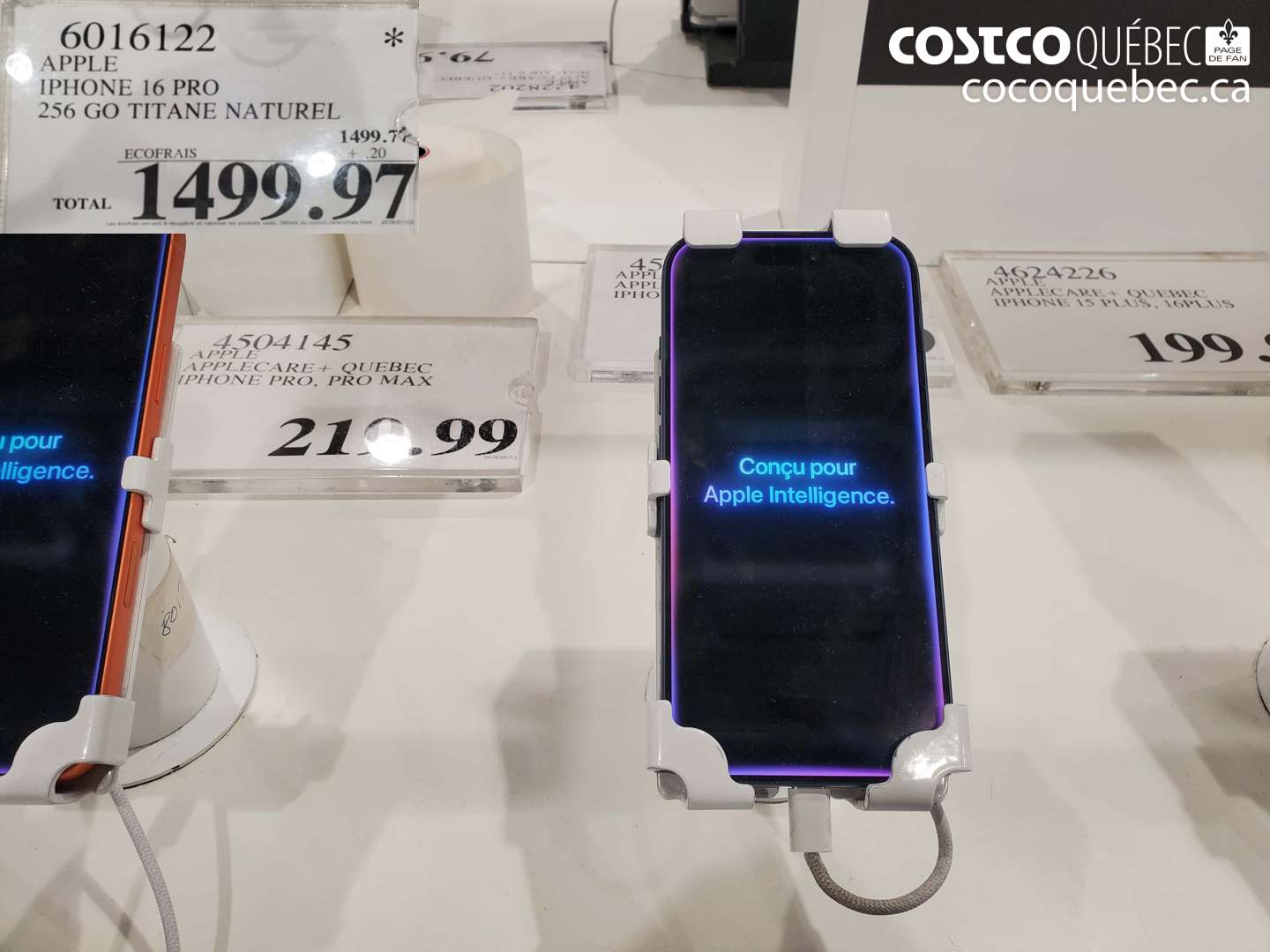 6016122 APPLE IPHONE 16 PRO 256 GO TITANE NATUREL $1499.97