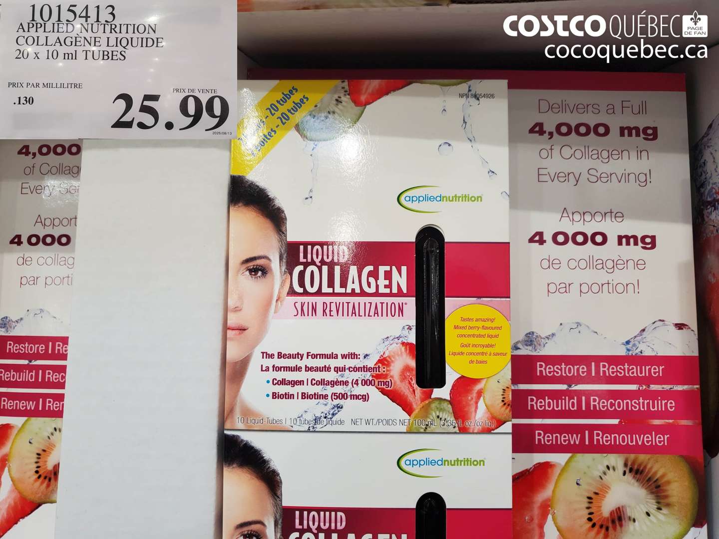 1015413 APPLIED NUTRITION COLLAGENE LIQUIDE 20 x 10 ml TUBES $25.99