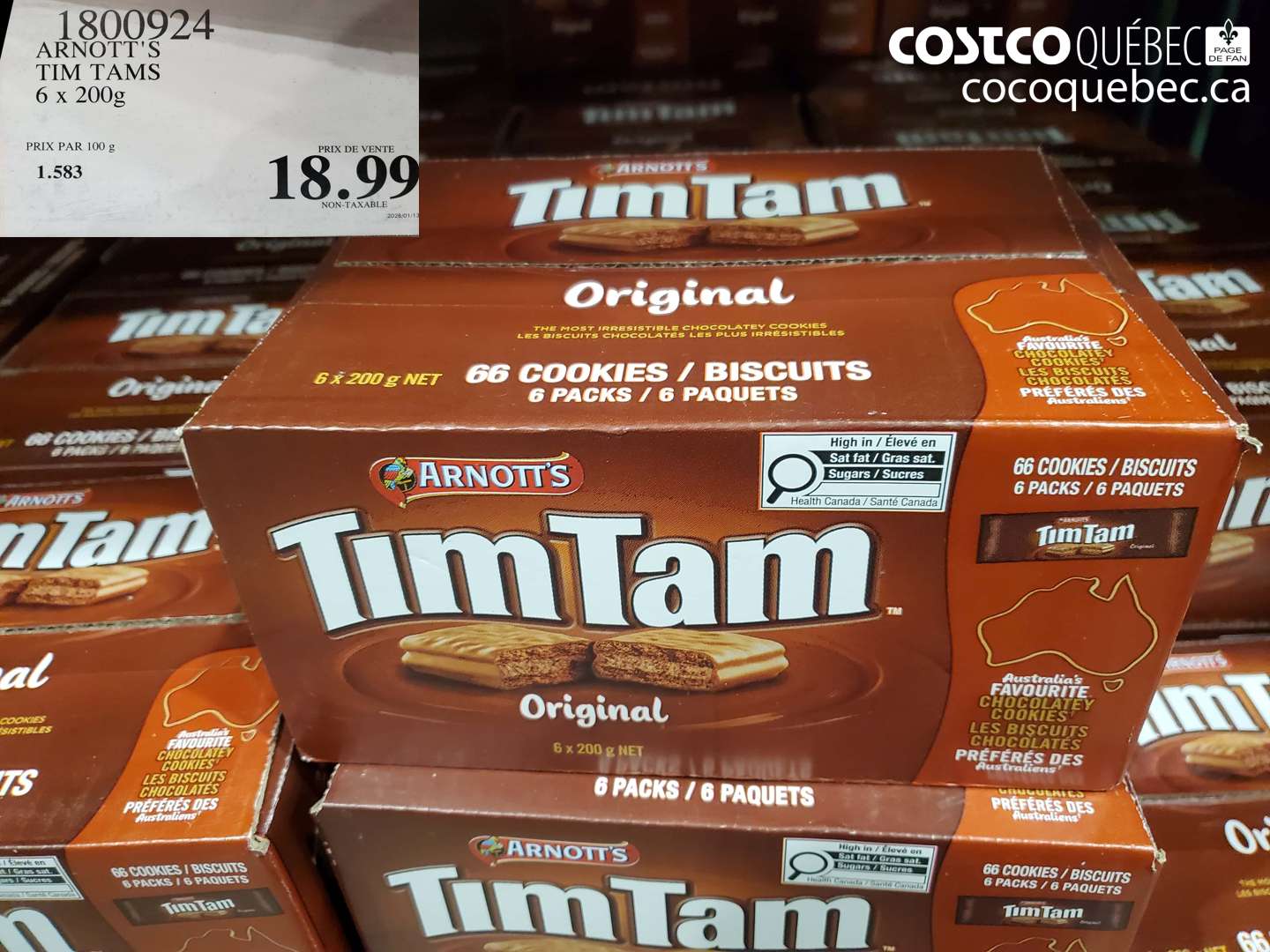1800924 ARNOTT'S TIM TAMS 6 x 200g $18.99