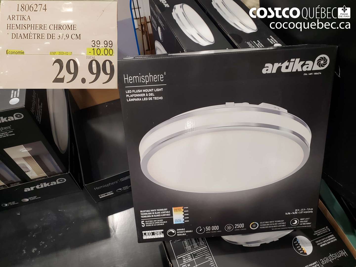 1806274 ARTIKA HEMISPHERE CHROME DIAMETRE DE 37.9CM ($10.00 INSTANT SAVINGS EXPIRES ON 2026-02-15) $29.99