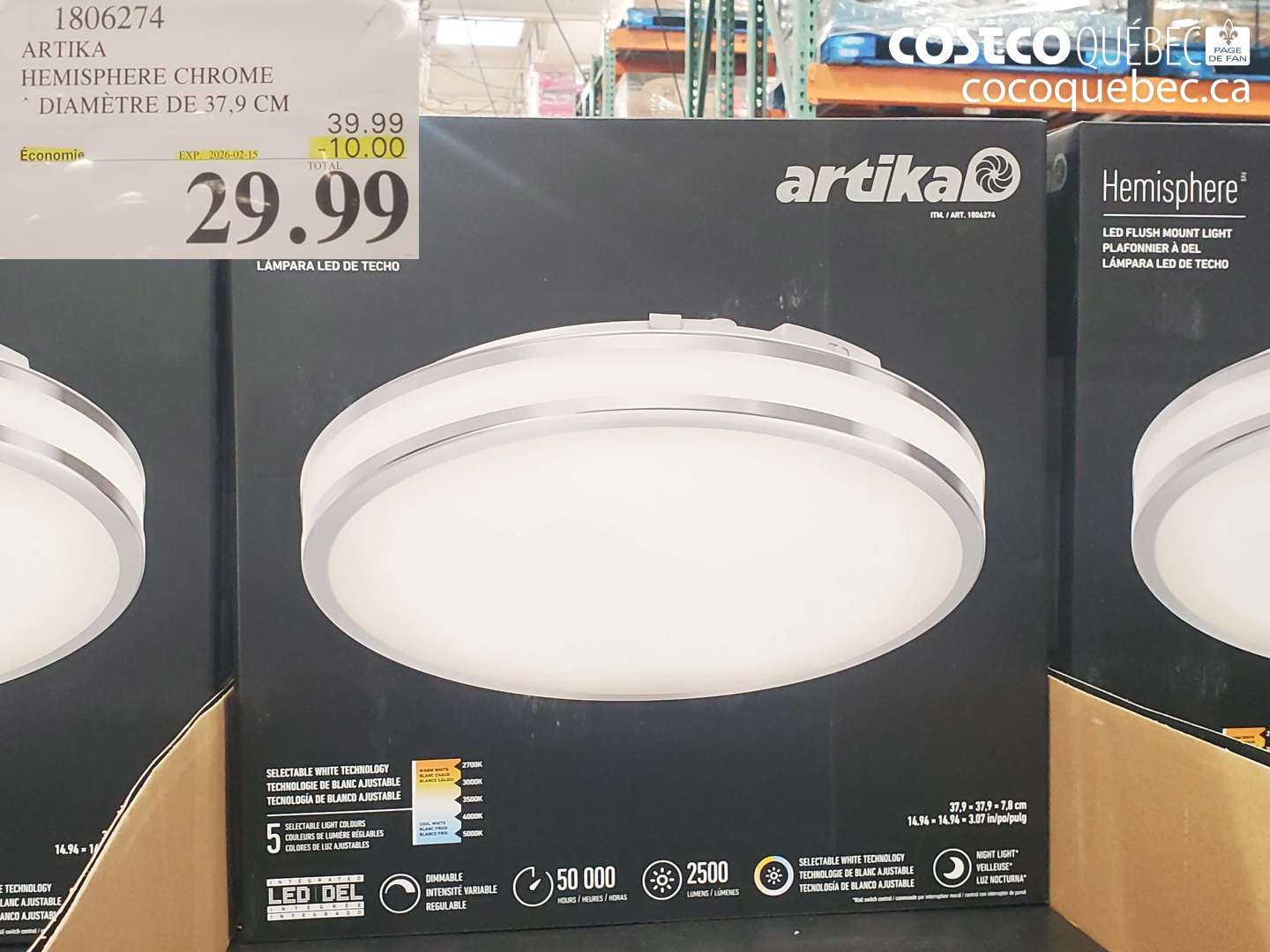 1806274 ARTIKA HEMISPHERE CHROME DIAMETRE DE 37.9CM ($10.00 INSTANT SAVINGS EXPIRES ON 2026-02-15) $29.99