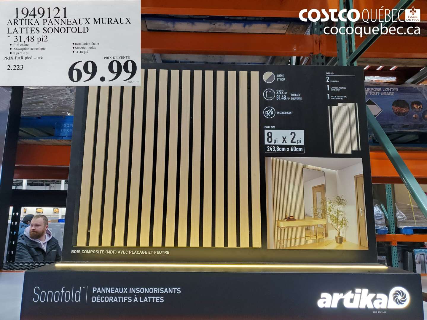 1949121 ARTIKA PANNEAUX MURAUX LATTES SONOFOLD $69.99