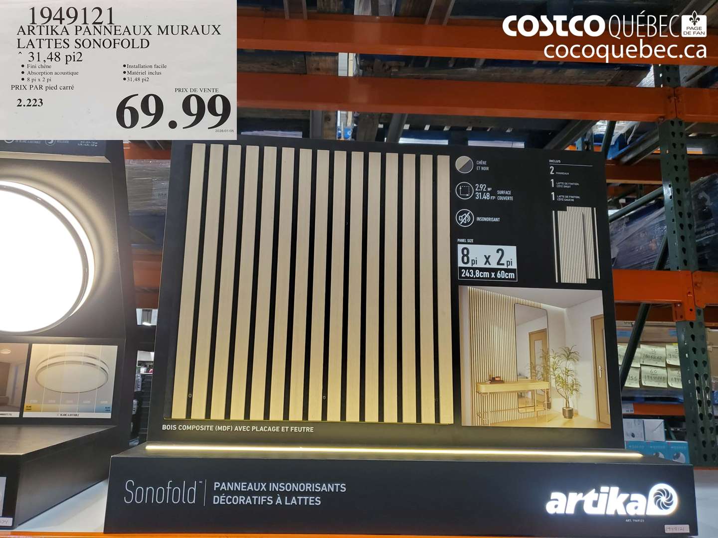 1949121 ARTIKA PANNEAUX MURAUX LATTES SONOFOLD $69.99