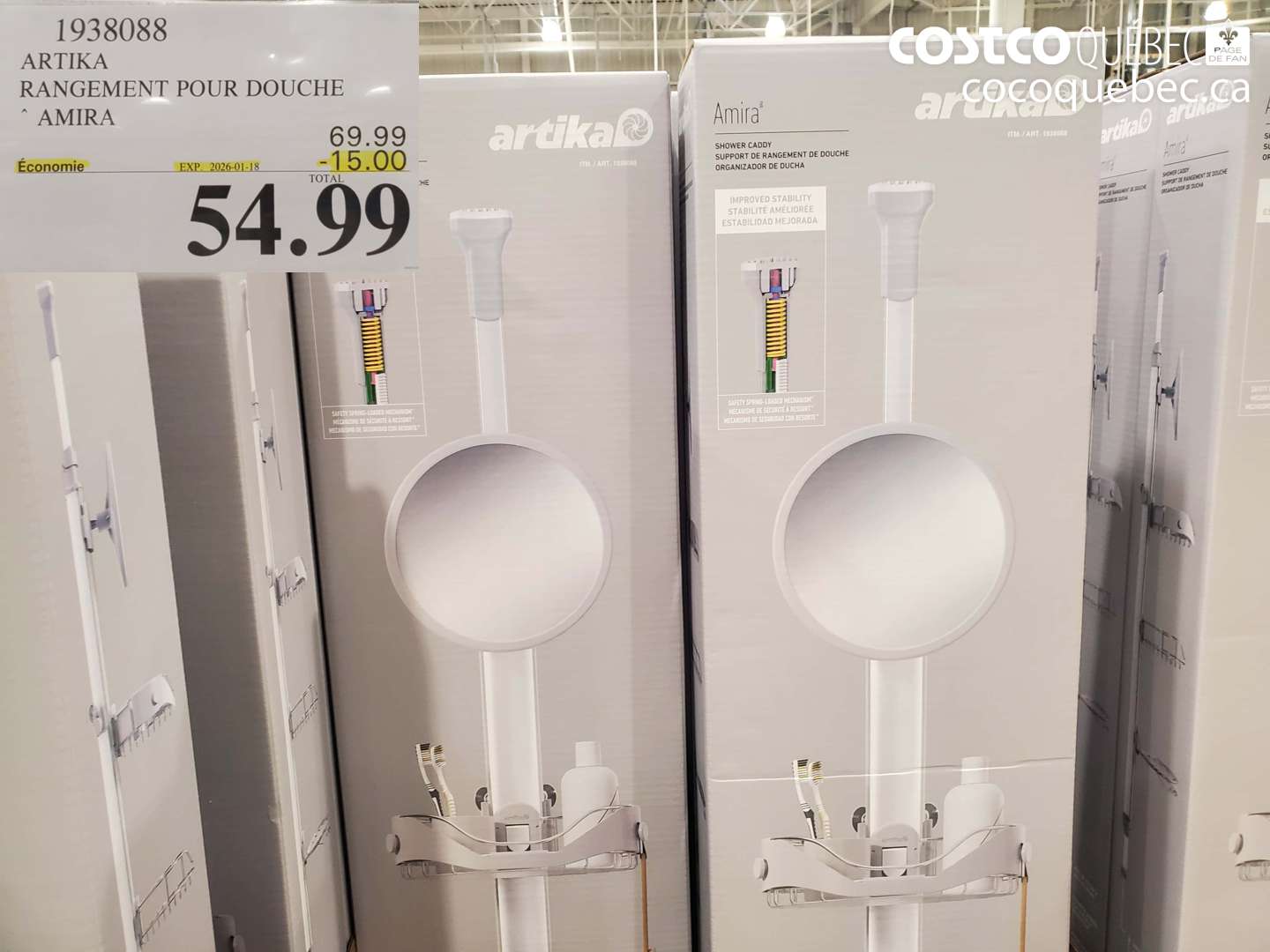 1938088 ARTIKA RANGEMENT POUR DOUCHE AMIRA ($15.00 INSTANT SAVINGS EXPIRES ON 2026-01-18) $54.99