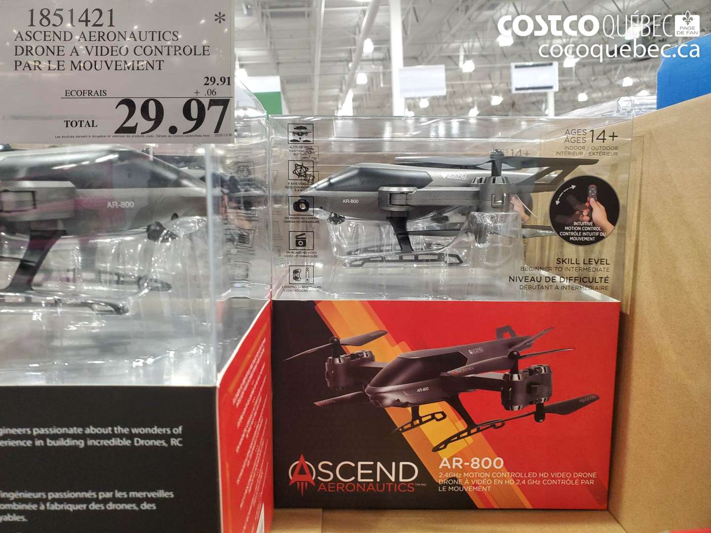 1851421 ASCEND AERONAUTICS DRONE A VIDEO CONTROLE PAR LE MOUVEMENT $29.97