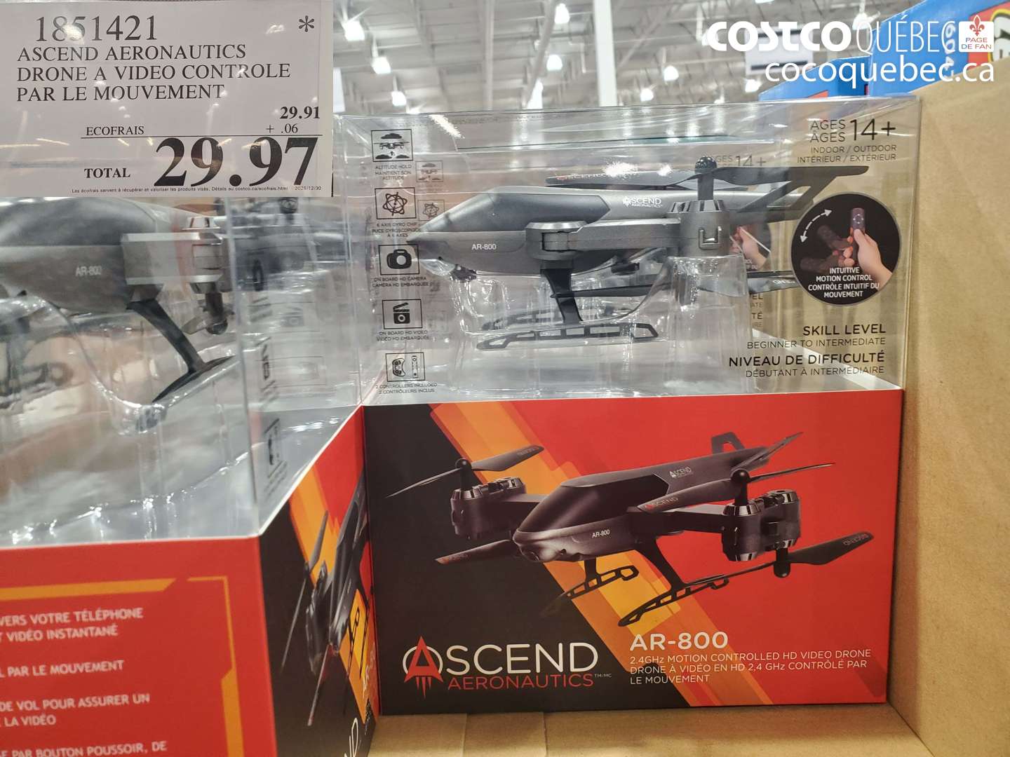 1851421 ASCEND AERONAUTICS DRONE A VIDEO CONTROLE PAR LE MOUVEMENT $29.97