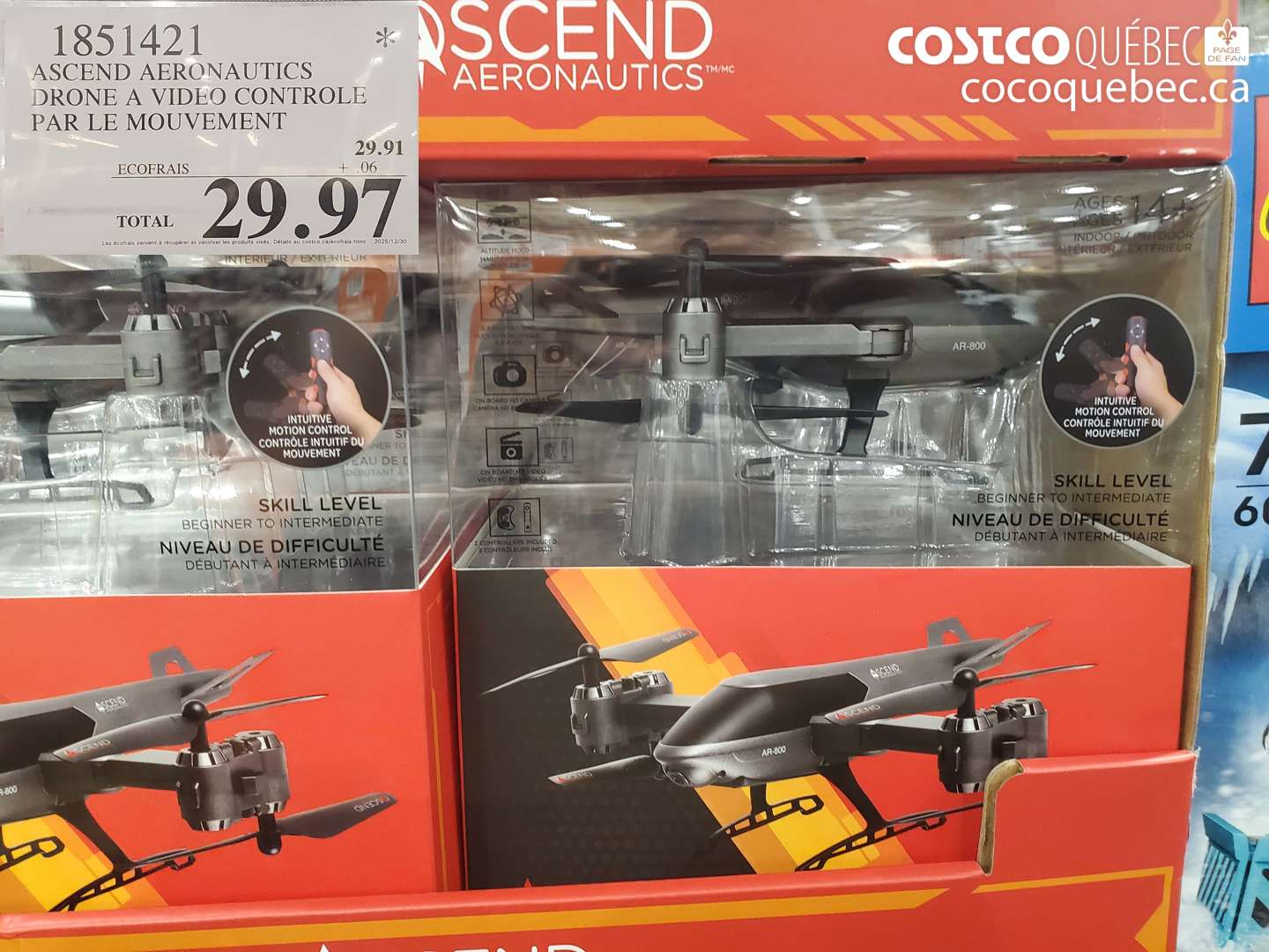 1851421 ASCEND AERONAUTICS DRONE A VIDEO CONTROLE PAR LE MOUVEMENT $29.97