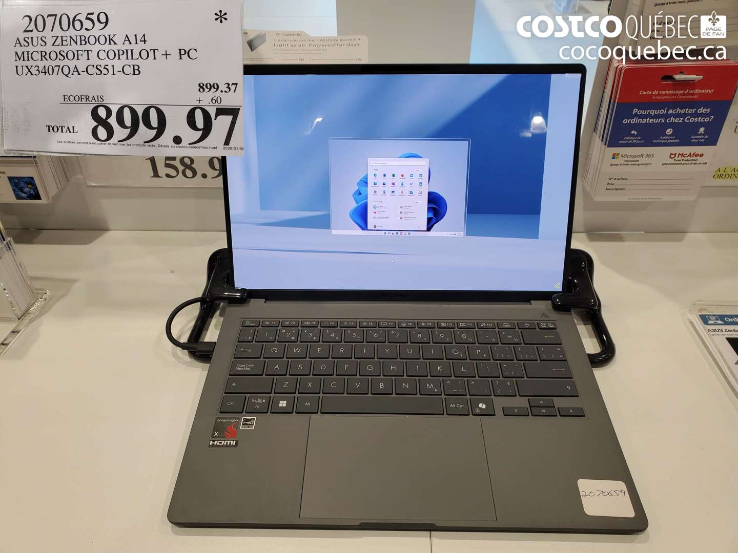 2070659 ASUS ZENBOOK A14 MICROSOFT COPILOT + PC UX34070A-CS51-CB $899.97