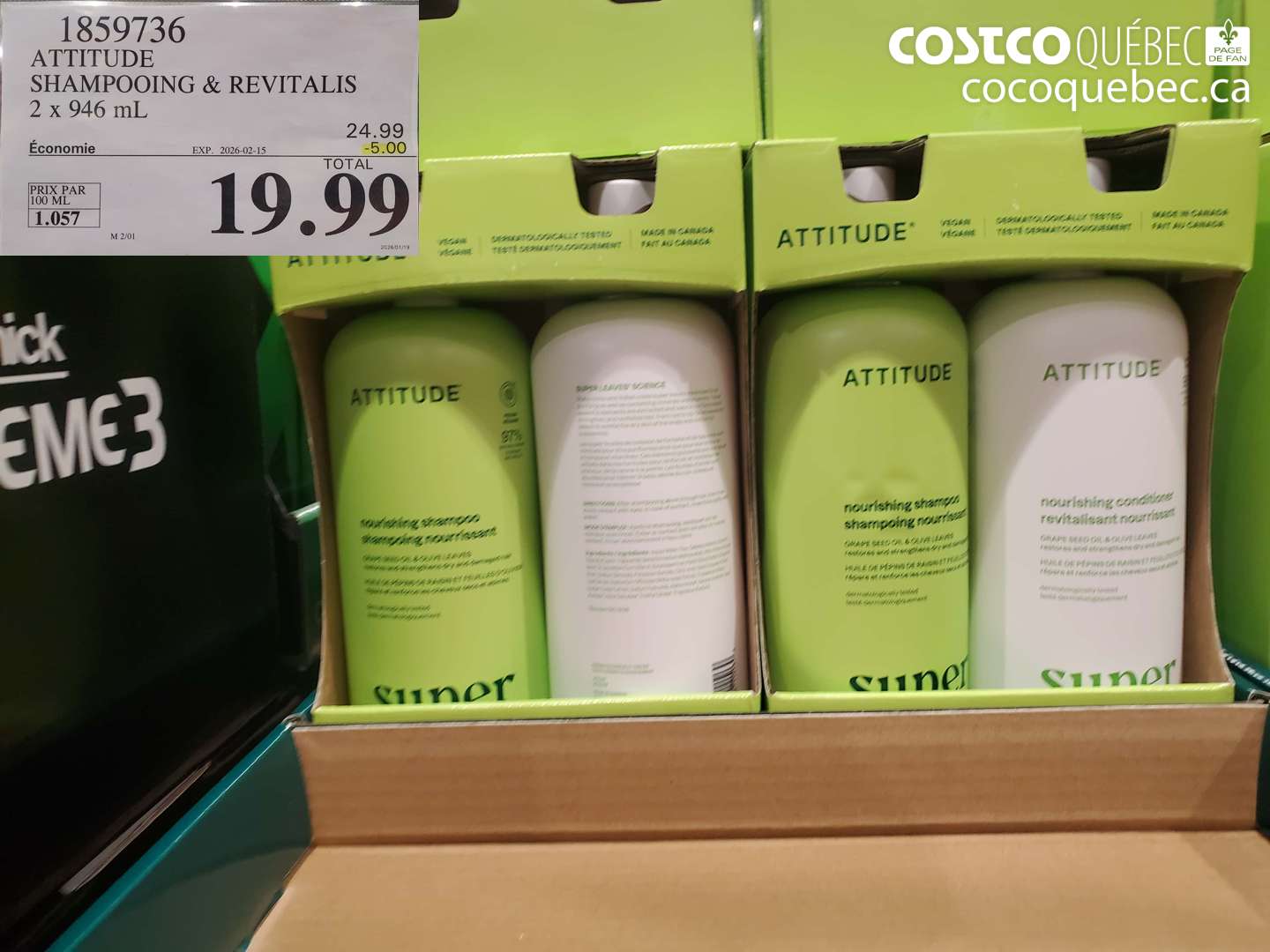 1859736 ATTITUDE SHAMPOOING & REVITALIS 2 x 946 ml ($5.00 INSTANT SAVINGS EXPIRES ON 2026-02-15) $19.99