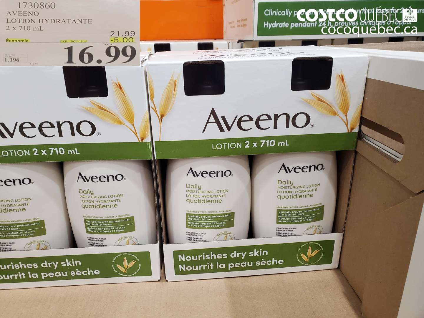 1730860 AVEENO LOTION HYDRATANTE  ($5.00 INSTANT SAVINGS EXPIRES ON 2025-02-15) $16.99