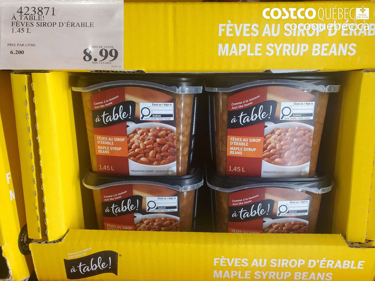 423871 À TABLE! FÈVES SIROP D'ÉRABLE 1.45 L $8.99