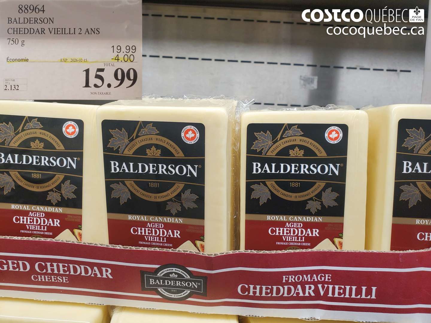 88964 BALDERSON CHEDDAR VIELLI 2 ANS ($4.00 INSTANT SAVINGS EXPIRES ON 2026-02-15) $15.99