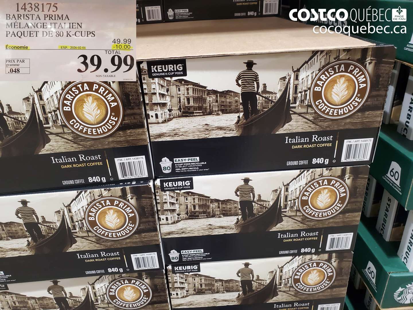 1438175 BARISTA PRIMA MÉLANGE ITALIEN PAQUET DE 80 K-CUPS ($10.00 INSTANT SAVINGS EXPIRES ON 2026-02-01) $39.99