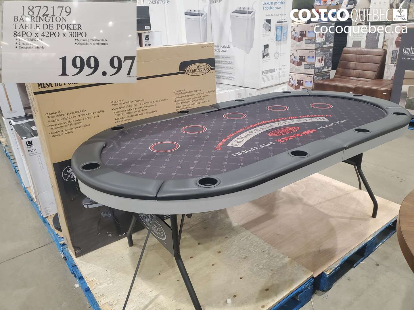 1872179 BARRINGTON TABLE DE POKER $199.97