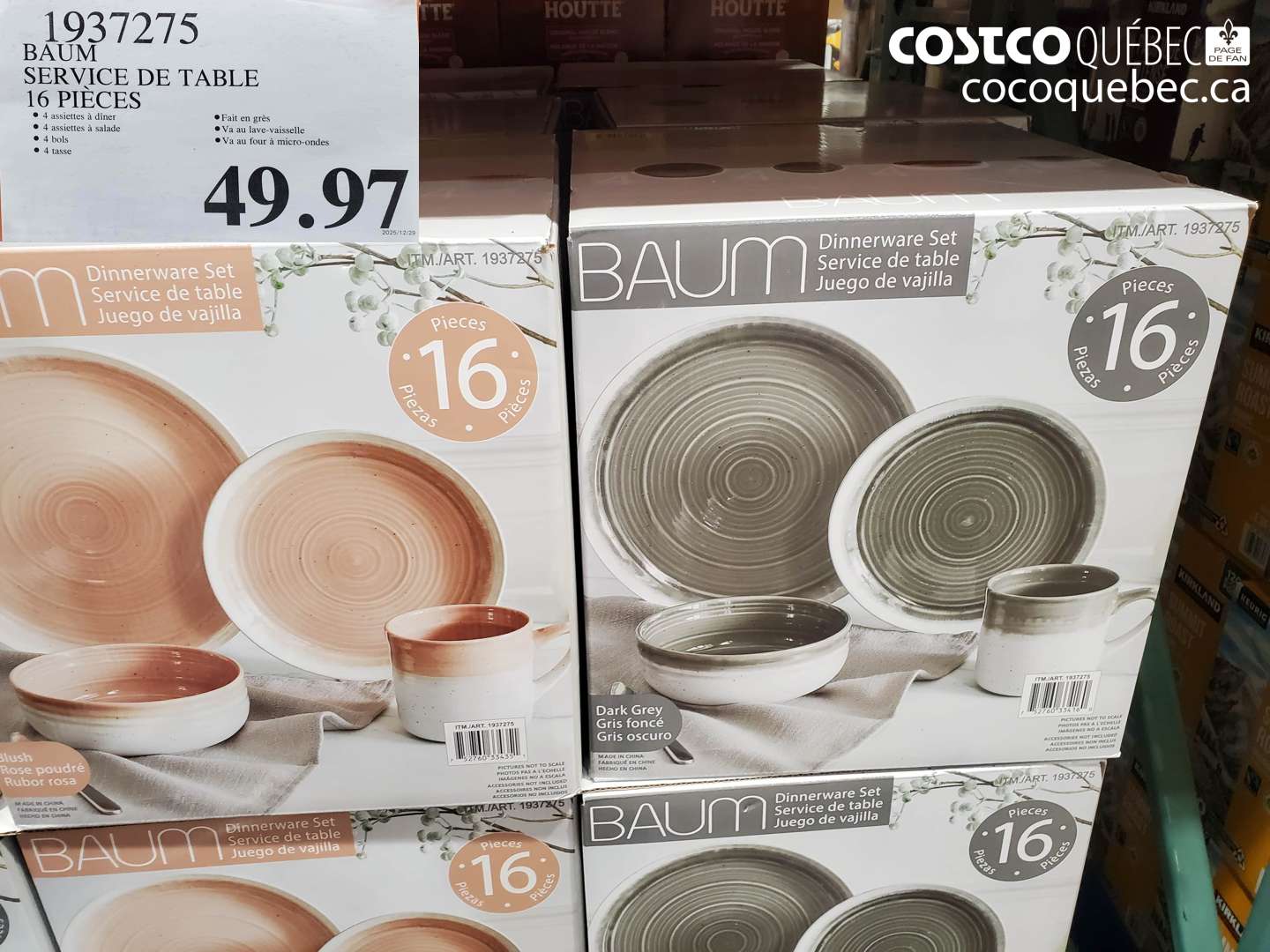 1937275 BAUM SERVICE DE TABLE 16 PIECES $49.97