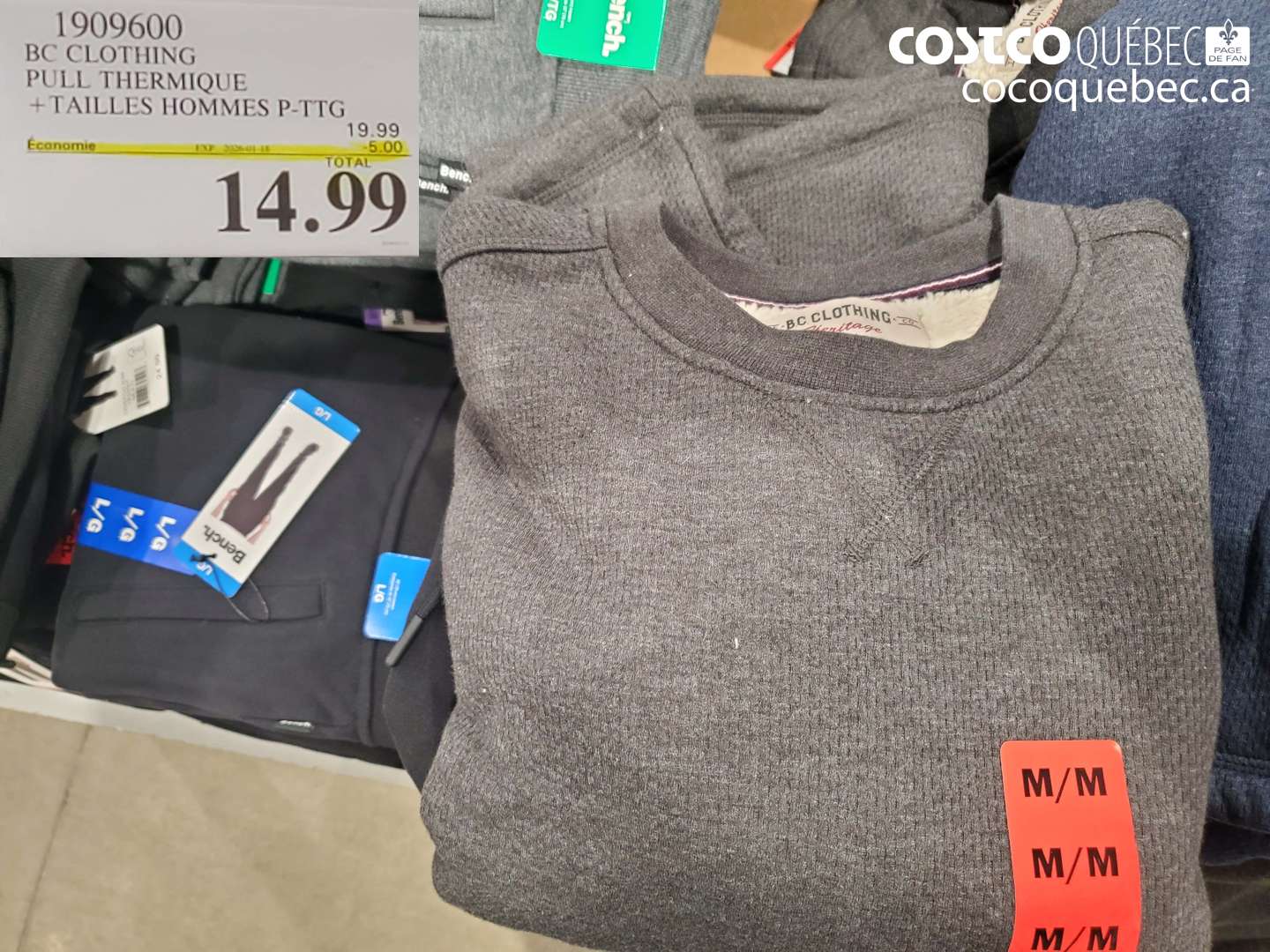 1909600 BC CLOTHING PULL THERMIQUE +TAILLES HOMMES P-TTG ($5.00 INSTANT SAVINGS EXPIRES ON 2026-01-18) $14.99