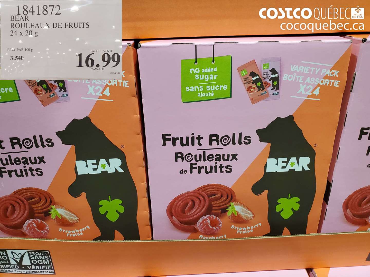 1841872 BEAR ROULEAUX DE FRUITS 24 X 20 G $16.99