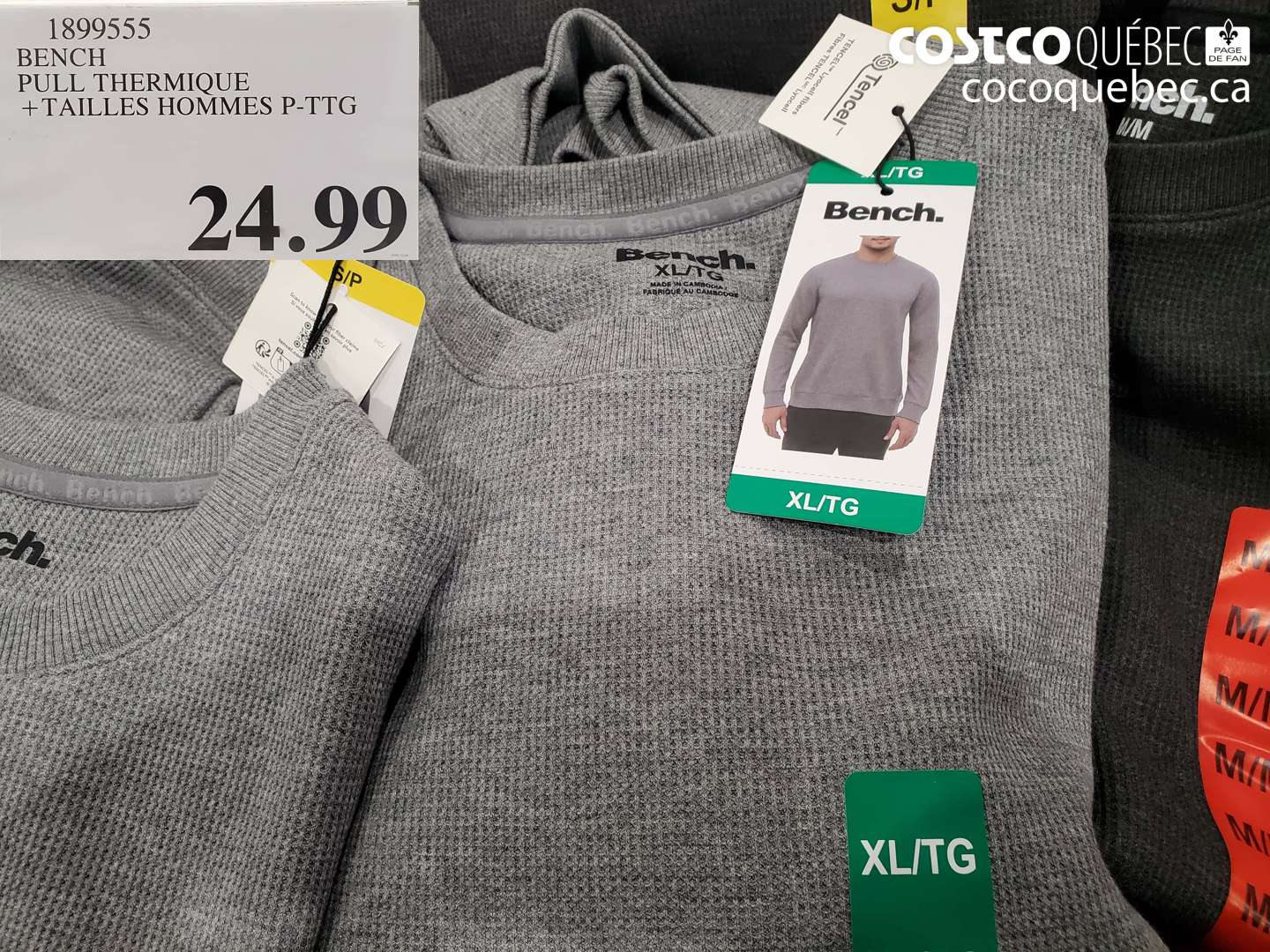 1899555 BENCH PULL THERMIQUE +TAILLES HOMMES P-TTG $24.99