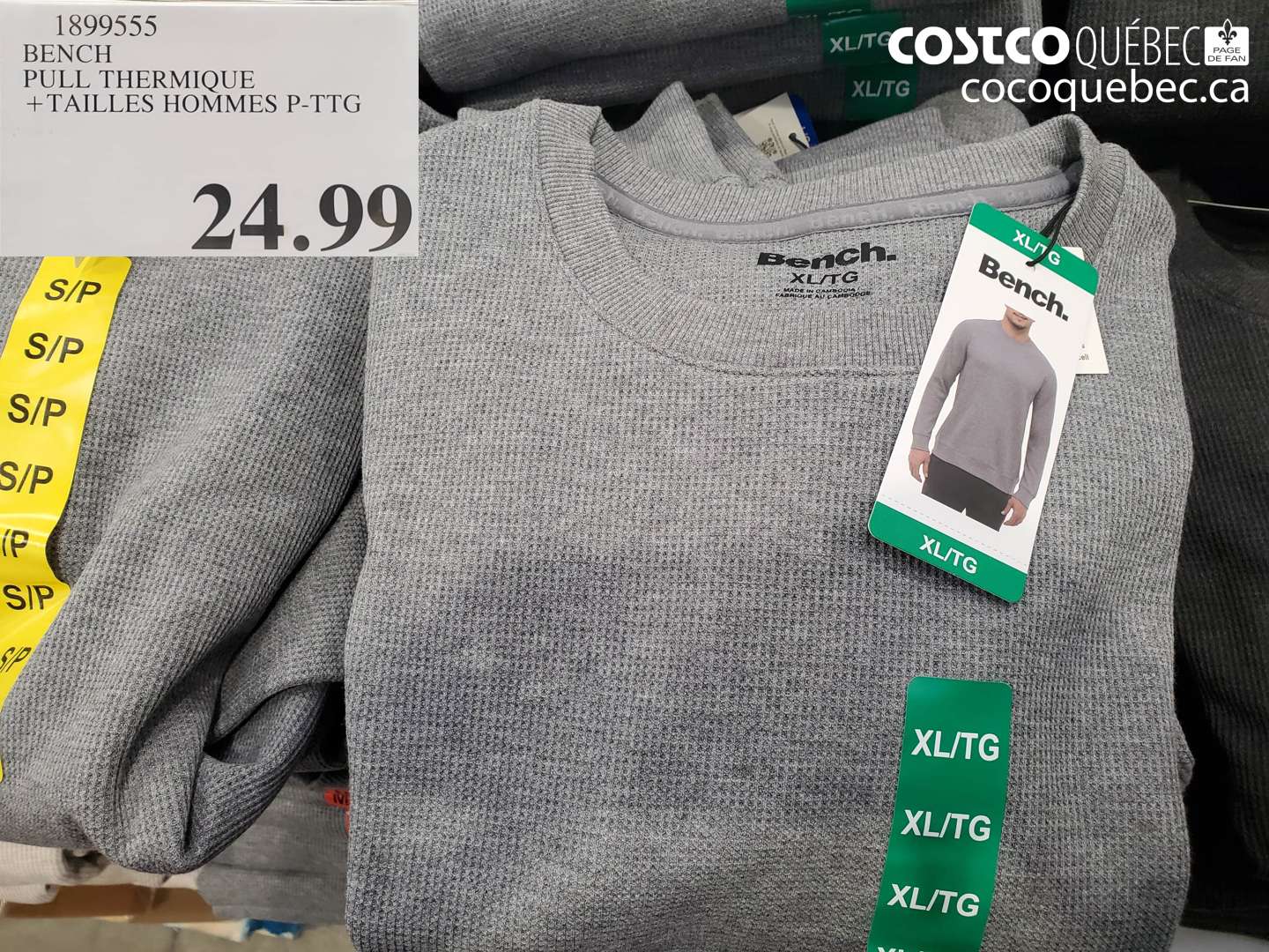 1899555 BENCH PULL THERMIQUE +TAILLES HOMMES P-TTG  $24.99