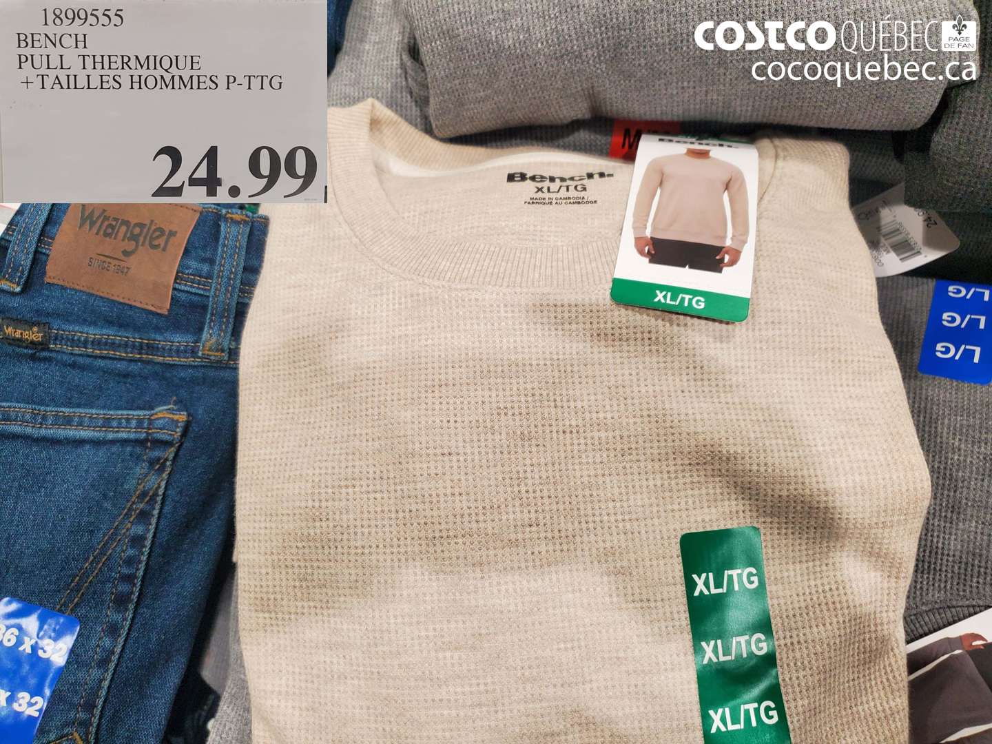 1899555 BENCH PULL THERMIQUE + TAILLES HOMMES P-TTG $24.99