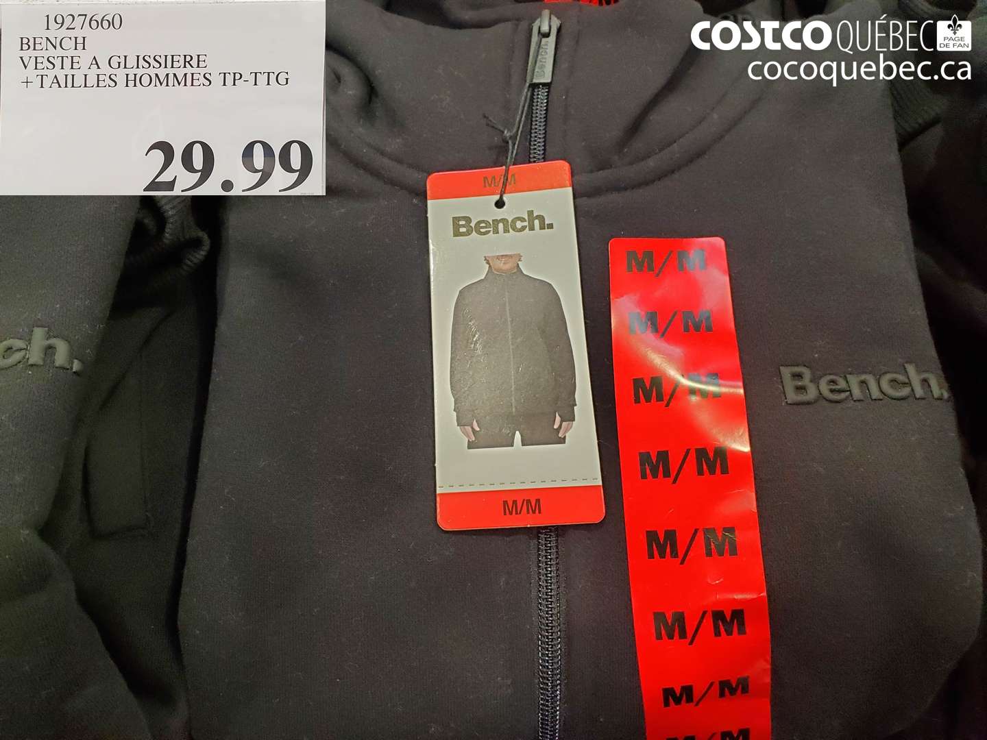 1927660 BENCH VESTE A GLISSIERE + TAILLES HOMMES TP-TTG $29.99