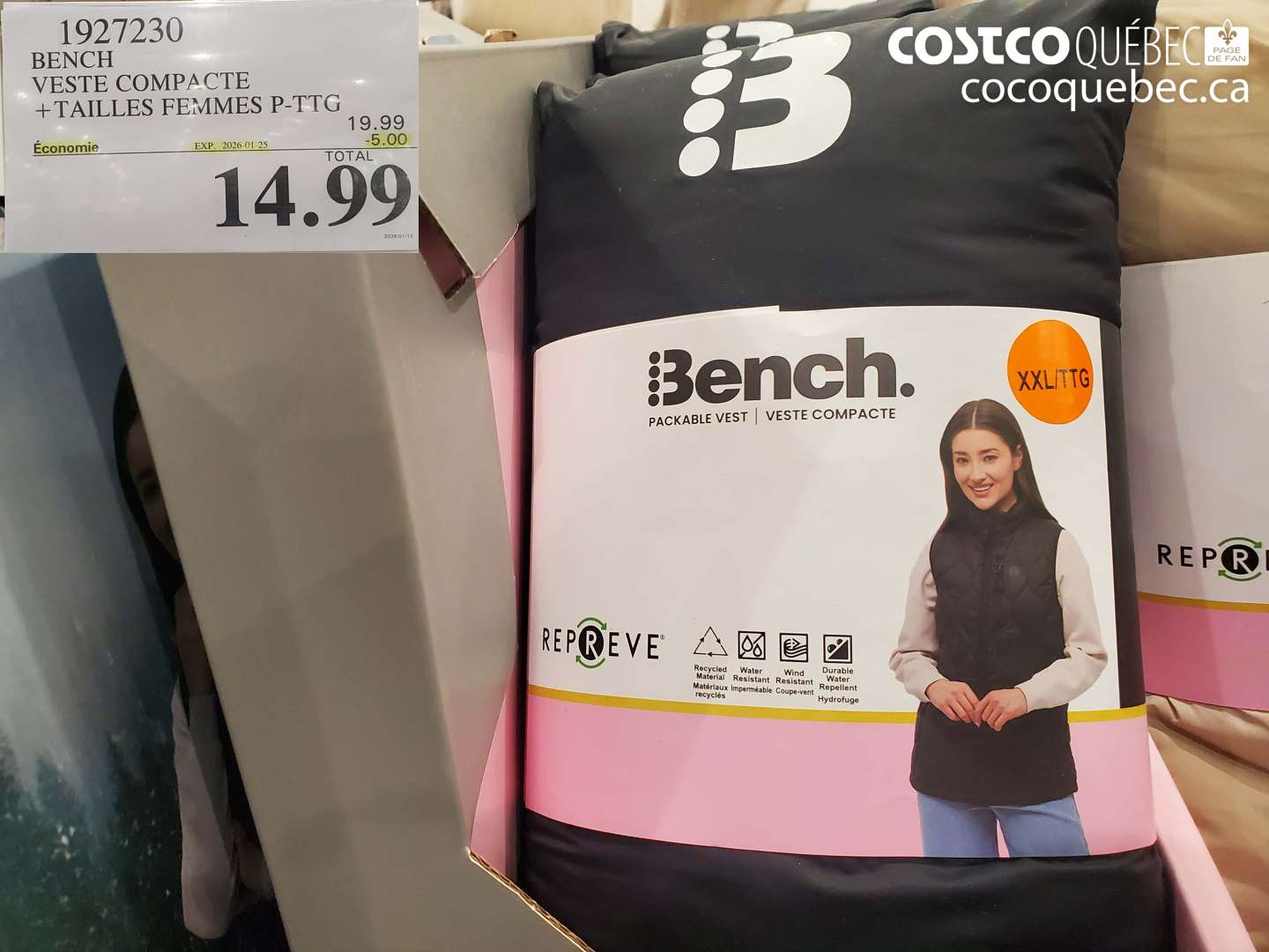 1927230 BENCH VESTE COMPACTE +TAILLES FEMMES P-TTG ($5.00 INSTANT SAVINGS EXPIRES ON 2026-01-25) $14.99