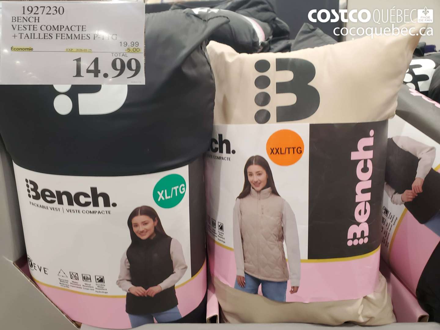 1927230 BENCH VESTE COMPACTE +TAILLES FEMMES P-TTG ($5.00 INSTANT SAVINGS EXPIRES ON 2026-01-25) $14.99