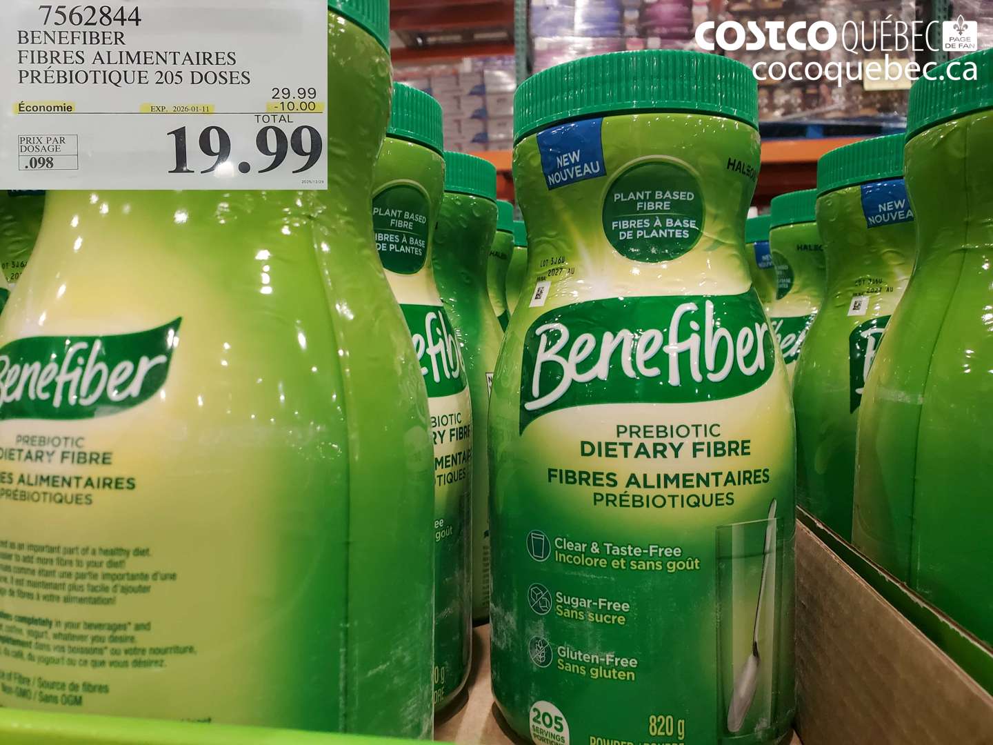 7562844 BENEFIBER FIBRES ALIMENTAIRES PRÉBIOTIQUE 205 DOSES ($10.00 INSTANT SAVINGS EXPIRES ON 2026-01-11) $19.99