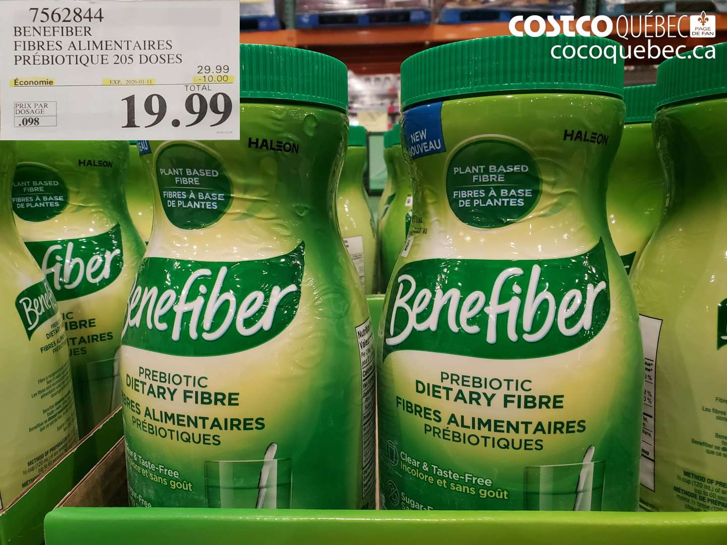 7562844 BENEFIBER FIBRES ALIMENTAIRES PRÉBIOTIQUE 205 DOSES ($10.00 INSTANT SAVINGS EXPIRES ON 2026-01-11) $19.99