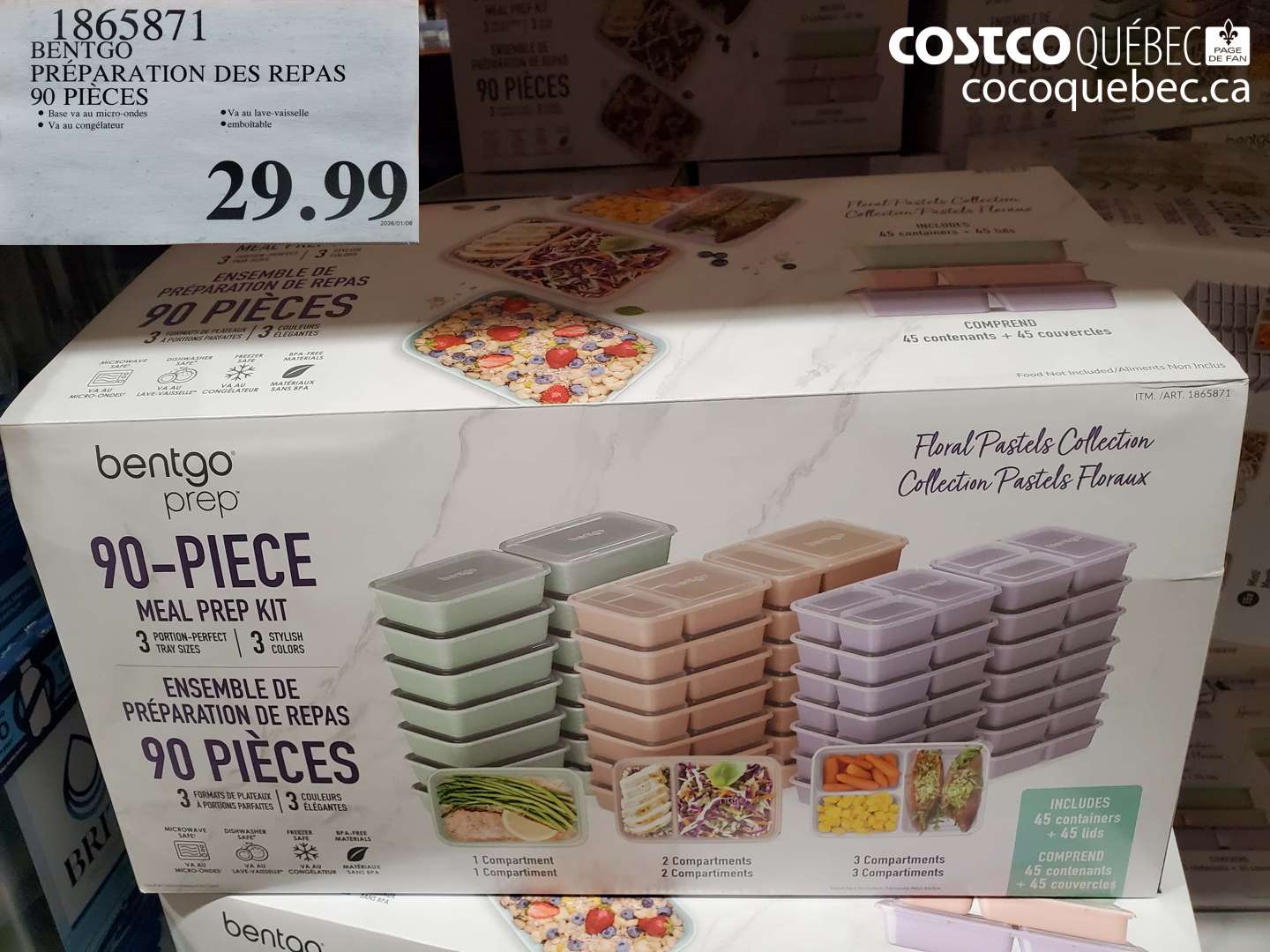 1865871 BENTGO PRÉPARATION DES REPAS 90 PIECES $29.99