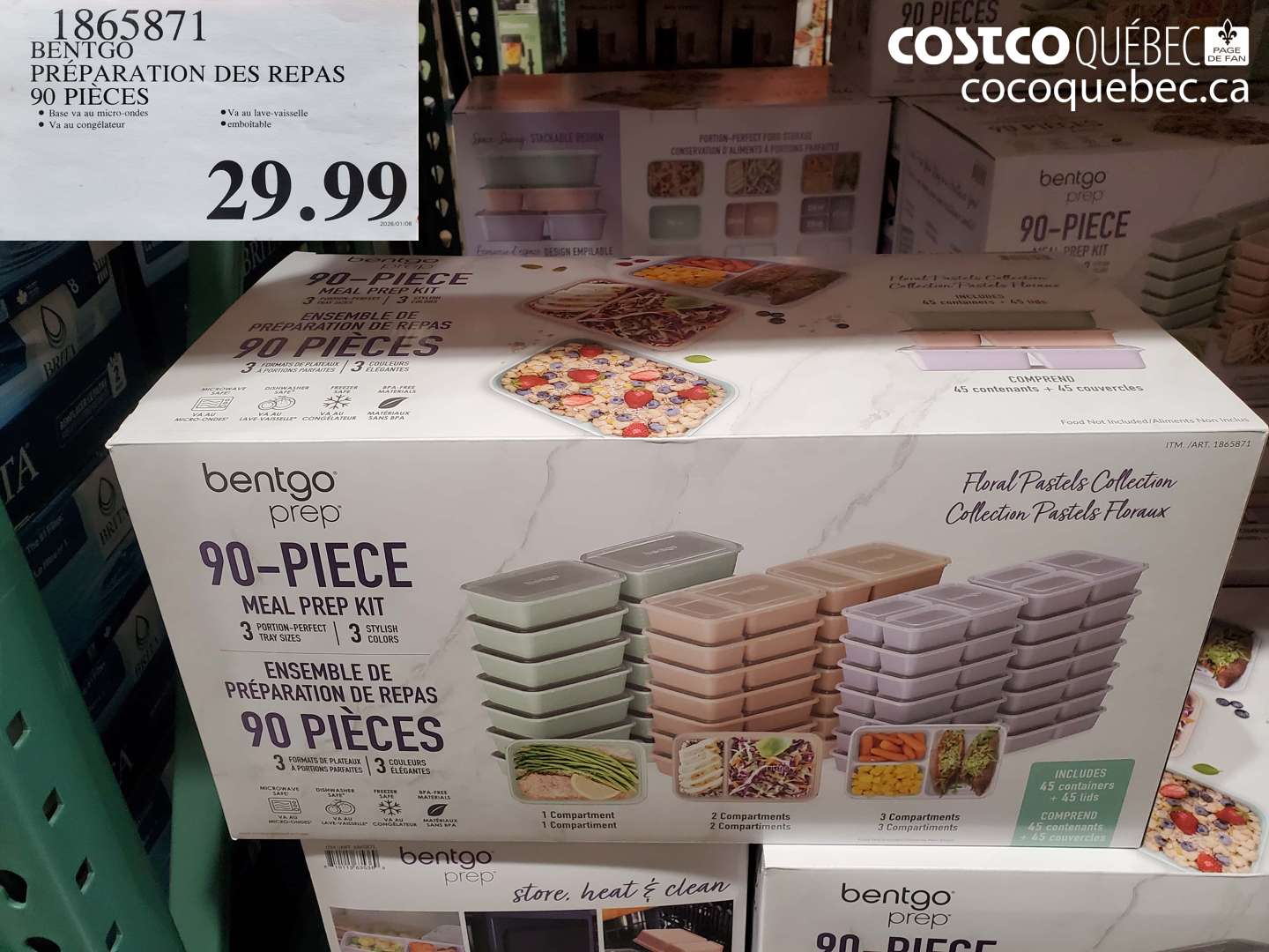 1865871 BENTGO PRÉPARATION DES REPAS 90 PIECES $29.99