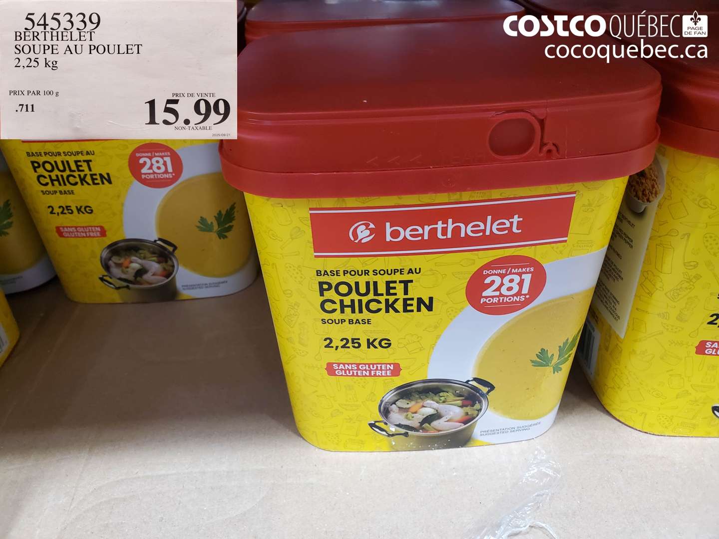 545339 BERTHELET SOUPE AU POULET 2,25 kg $15.99