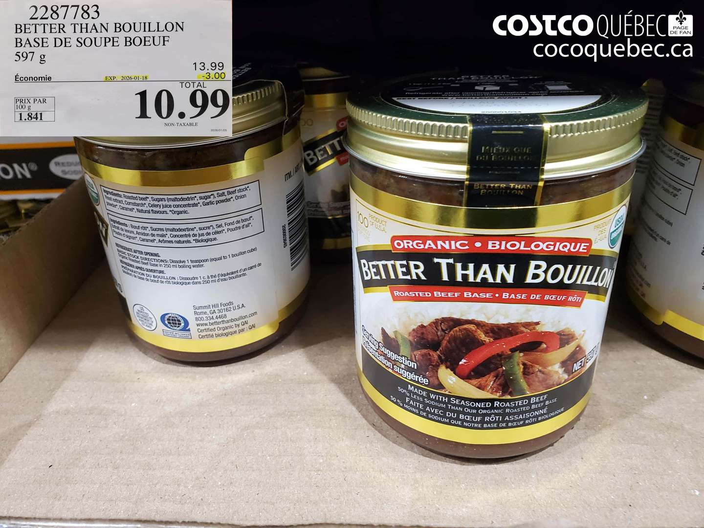 2287783 BETTER THAN BOUILLON BASE DE SOUPE BOEUF 597 g ($3.00 INSTANT SAVINGS EXPIRES ON 2026-01-18) $10.99